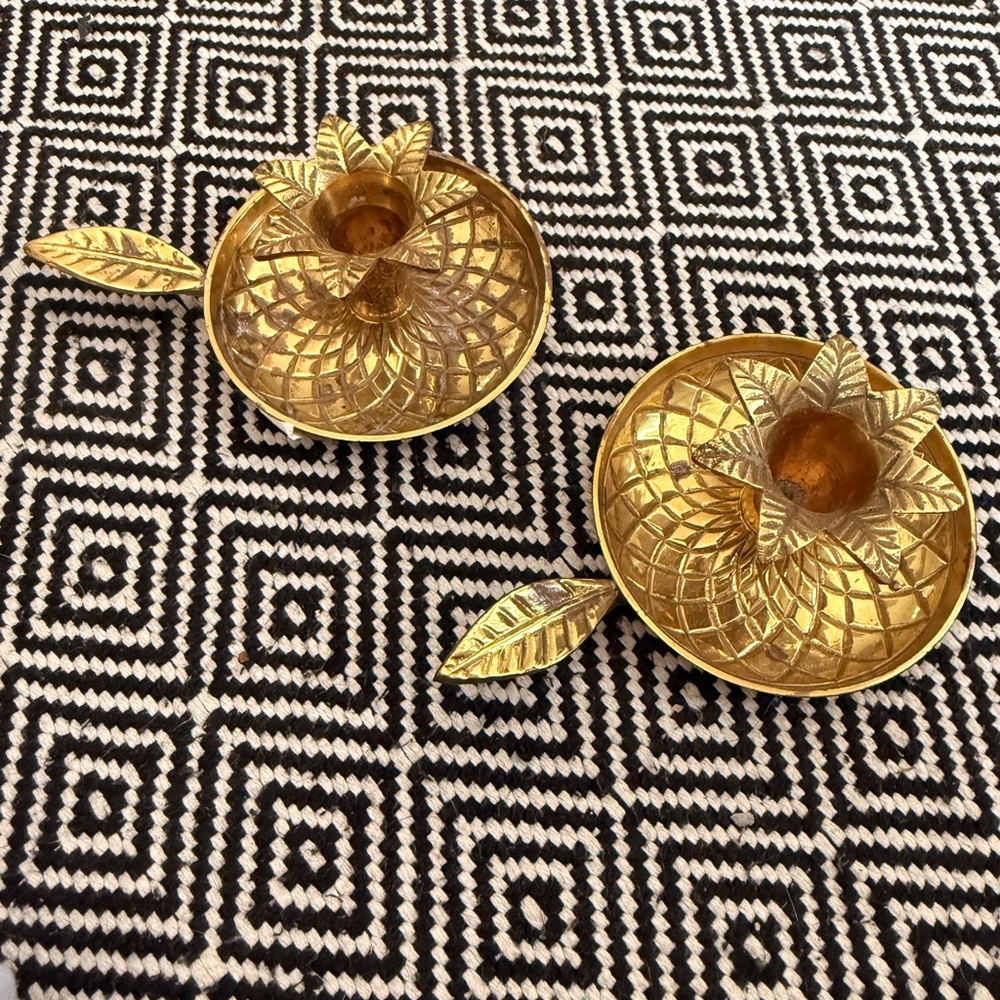 Gold Pineapple Candle Holders